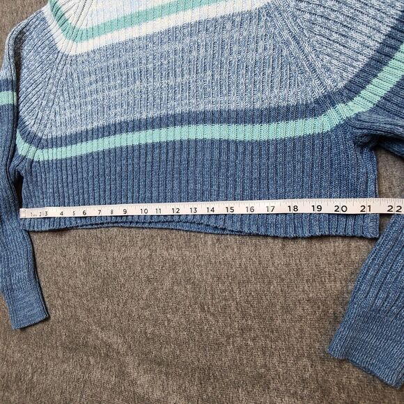 Aeropostale Womens Crop Sweater Small Blue Multicolor Stripe Cable Knit - Picture 4 of 7